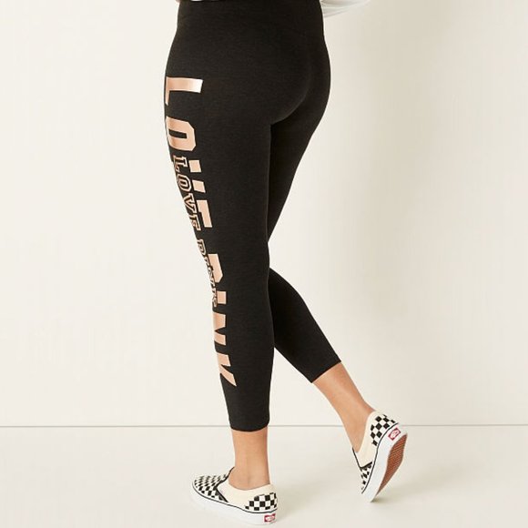 Victoria's Secret PINK Rose Gold Bling Shine Cotton Leggings Small - Picture 4 of 10